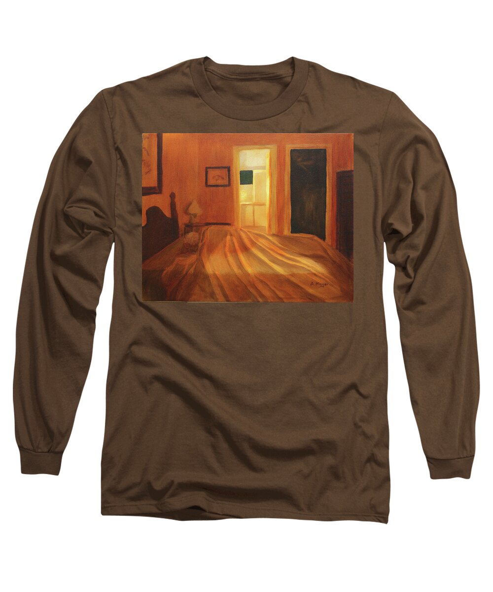 Painting Long Sleeve T-Shirt featuring the painting Across the Bed by Alan Mager