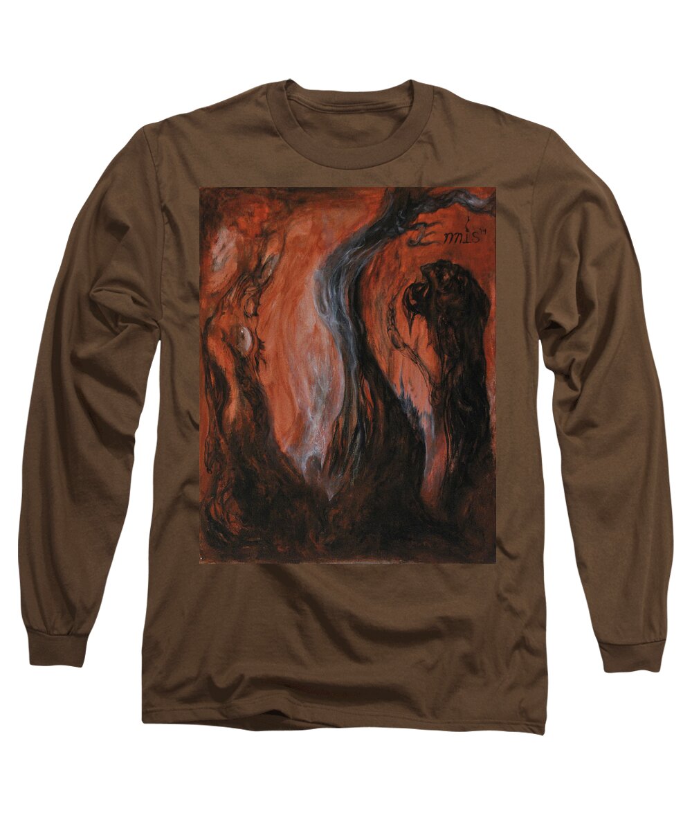 Ennis Long Sleeve T-Shirt featuring the painting Amongst The Shades by Christophe Ennis