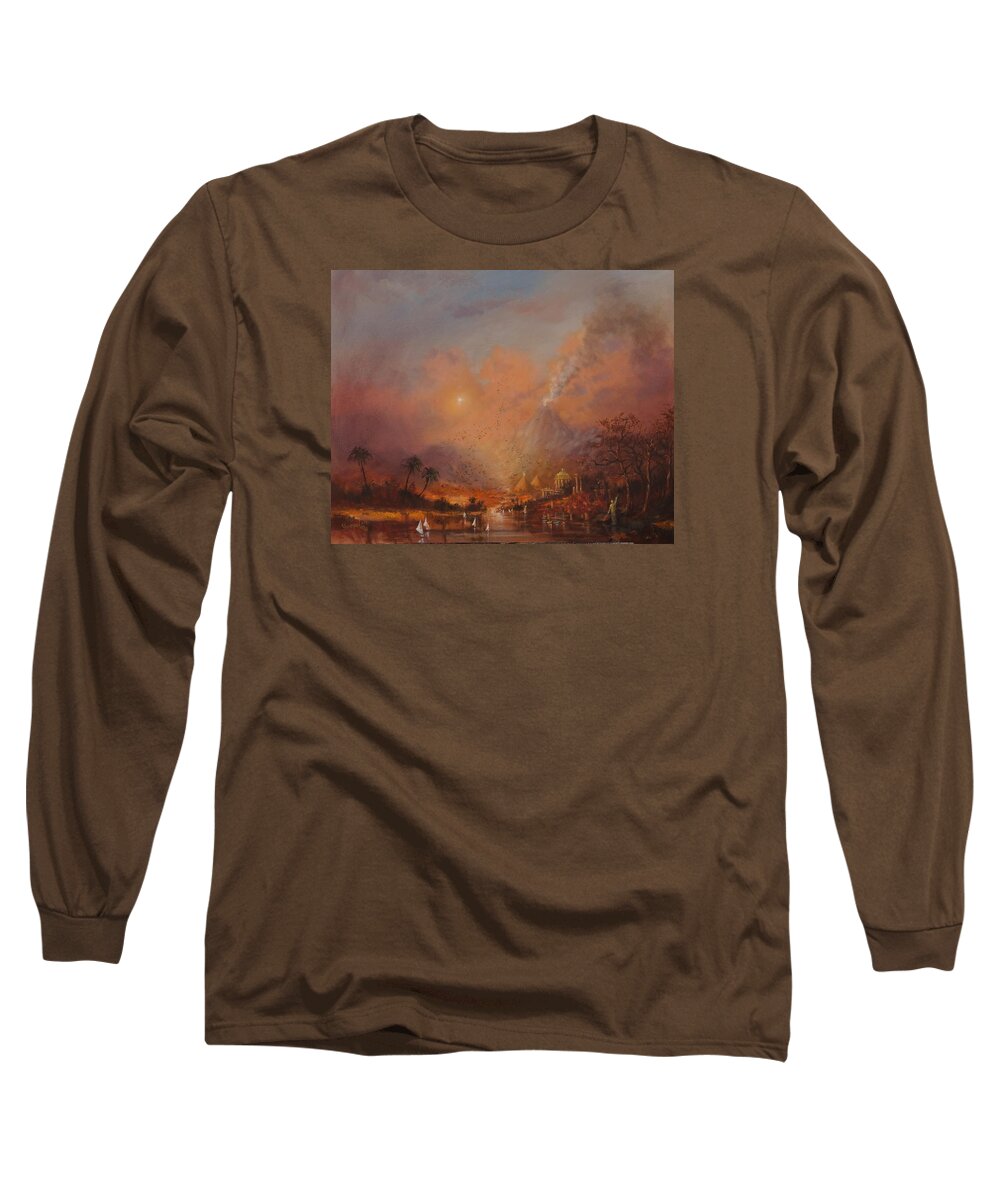 Atlantis Long Sleeve T-Shirt featuring the painting Atlantis the Lost Continent by Tom Shropshire