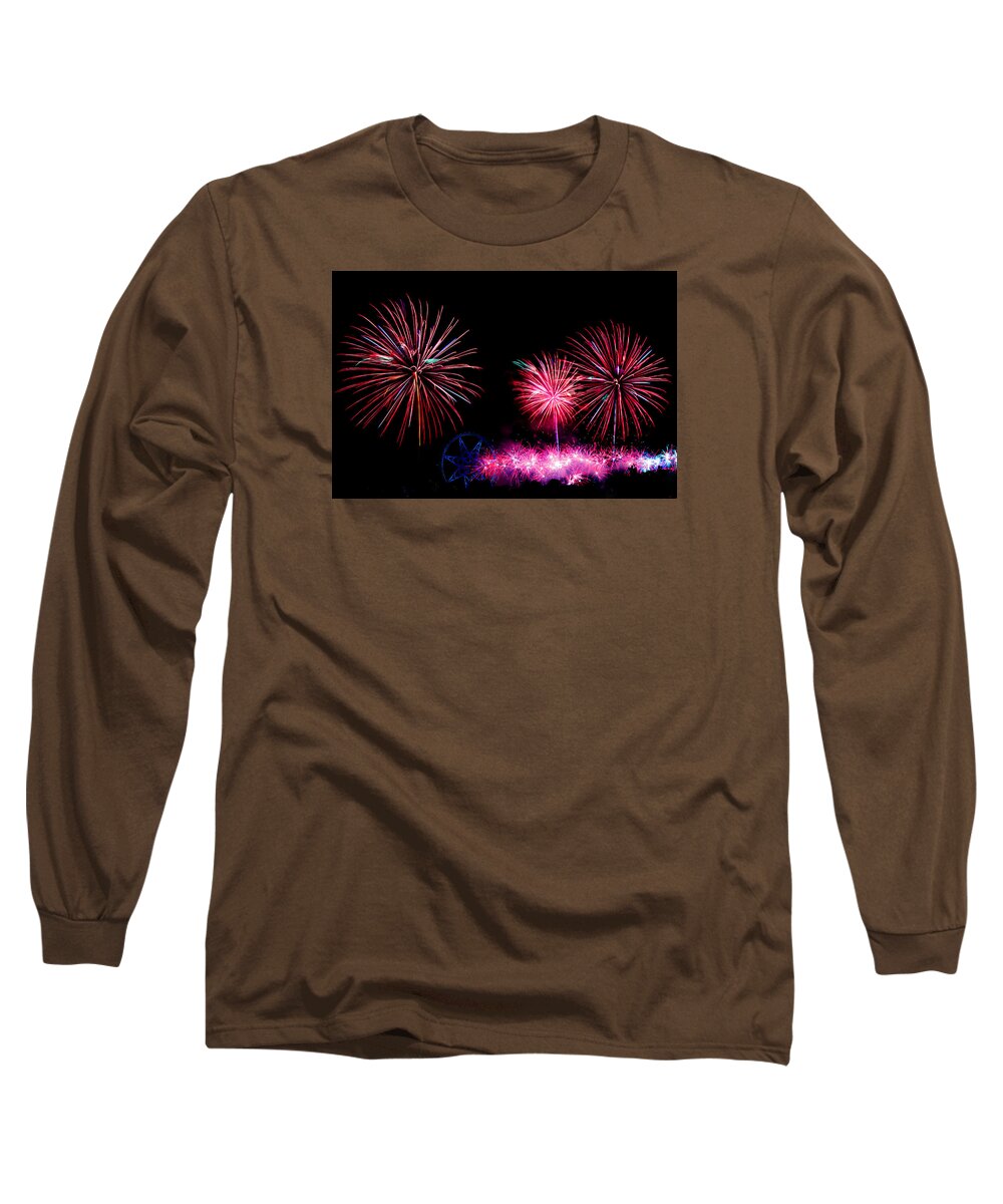 Firework Long Sleeve T-Shirt featuring the photograph Australia Day Fireworks - Melbourne 2014 by Tony Crehan