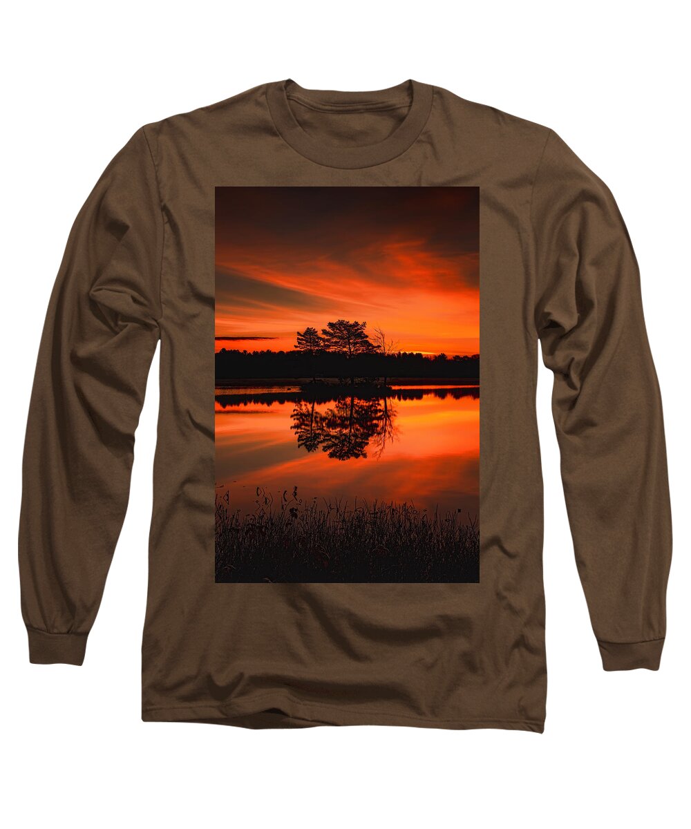 Upnorth Long Sleeve T-Shirt featuring the photograph Autumn Sunrise Over Boom Lake by Dale Kauzlaric
