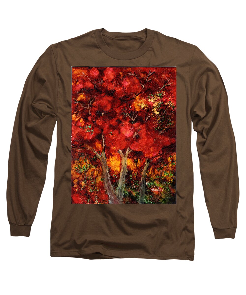 Autumn Trees Long Sleeve T-Shirt featuring the painting Autumn Trees by Charlene Fuhrman-Schulz