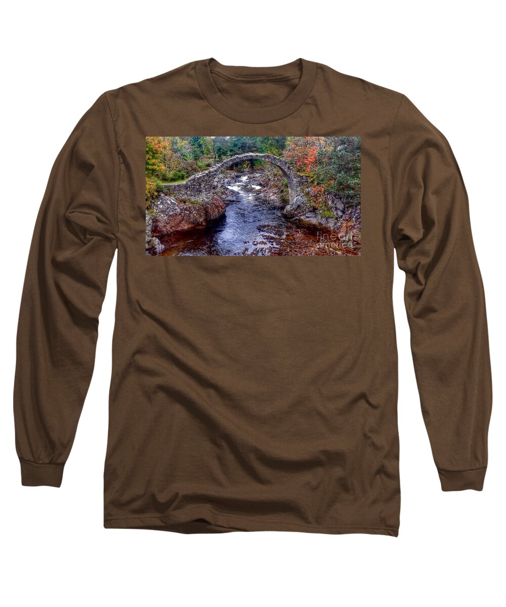 River Dulnain Long Sleeve T-Shirt featuring the photograph Autumn View at Carrbridge by Joan-Violet Stretch