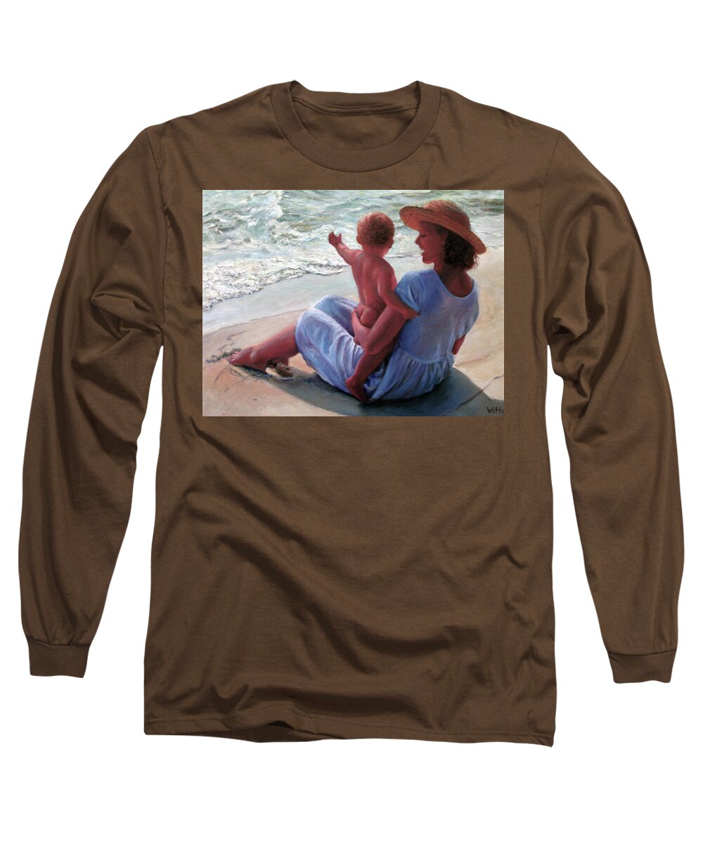 Children Long Sleeve T-Shirt featuring the painting Baby Waves by Marie Witte