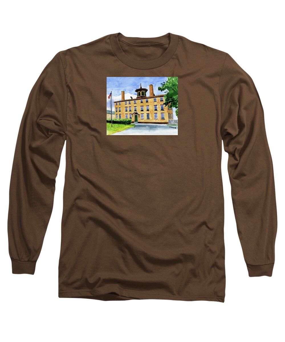 School Long Sleeve T-Shirt featuring the painting Bacon Academy, Colchester Ct. by Jeff Blazejovsky