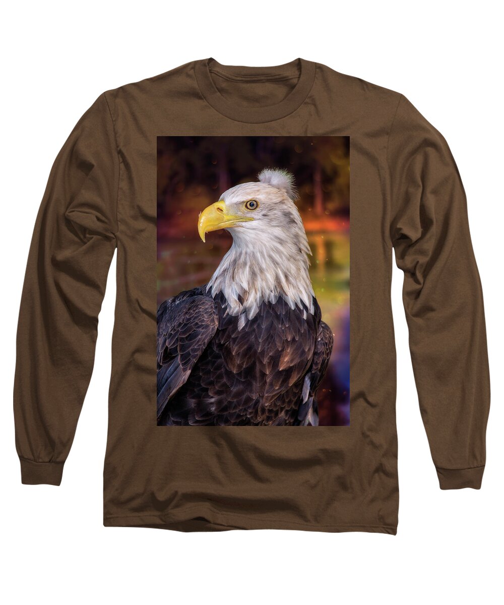 Bald Eagle Long Sleeve T-Shirt featuring the photograph Bad Hair Day Bald Eagle by Bill and Linda Tiepelman