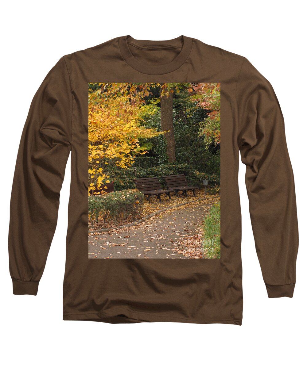Bench Long Sleeve T-Shirt featuring the photograph Benches in the Park by Eena Bo