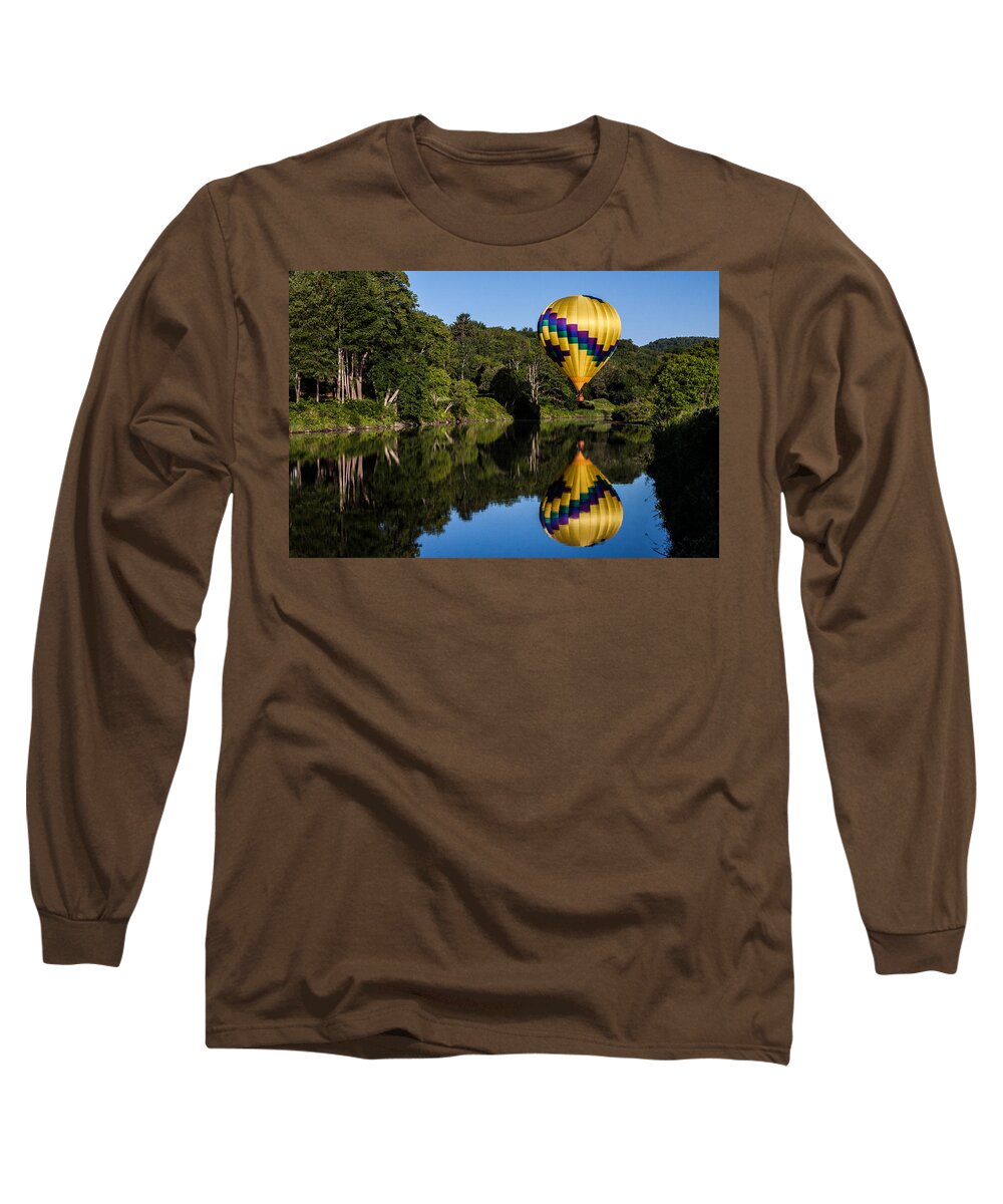Hartford Vermont Long Sleeve T-Shirt featuring the photograph big yellow Hot air balloon by Jeff Folger