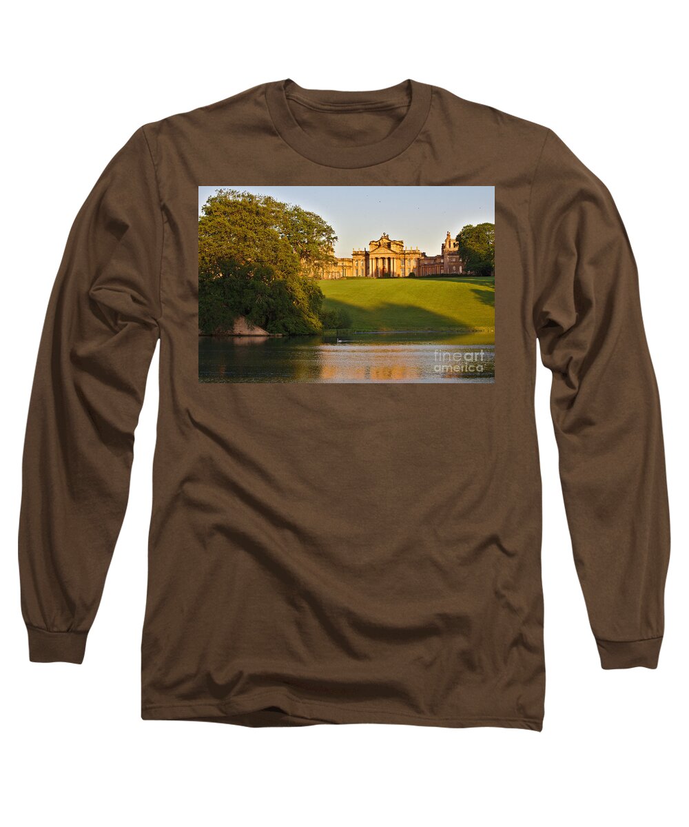 Blenheim Palace Long Sleeve T-Shirt featuring the photograph Blenheim Palace and Lake by Jeremy Hayden