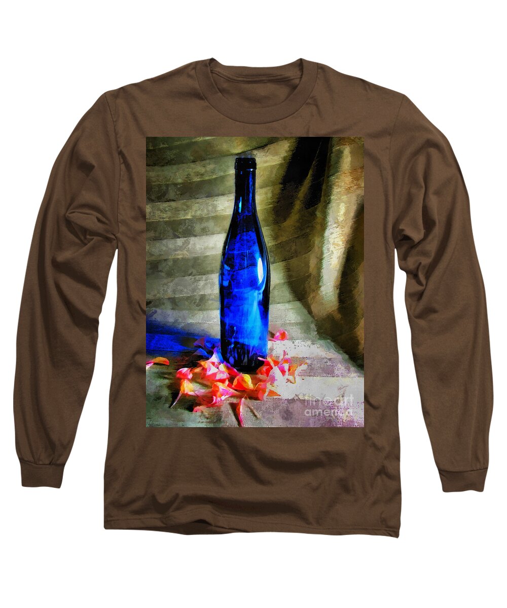 Bottle Long Sleeve T-Shirt featuring the photograph Blue Wine Bottle by Todd Blanchard