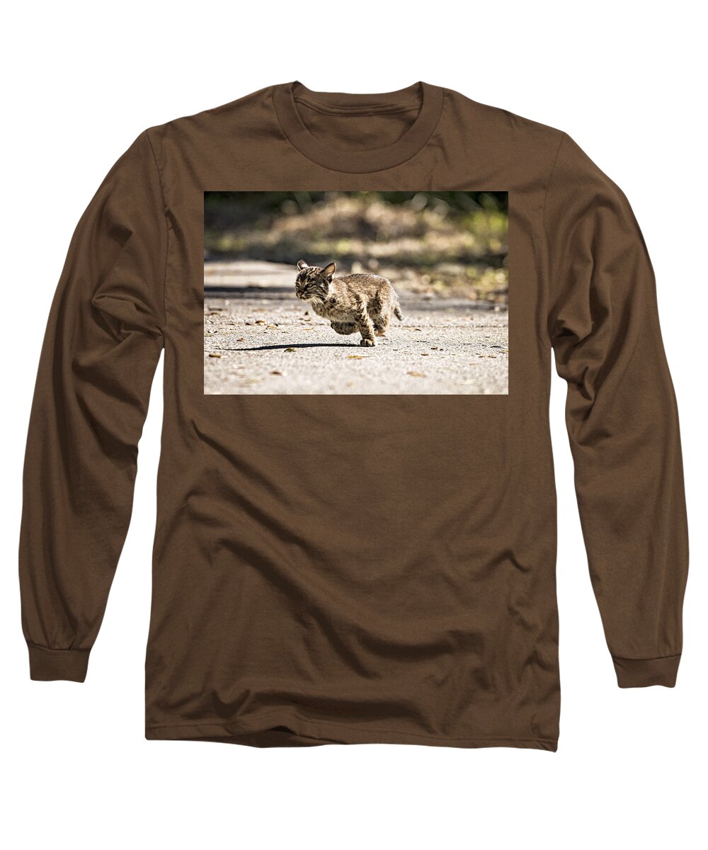 Bobcat Long Sleeve T-Shirt featuring the photograph Bobcat on the Run by Michael White