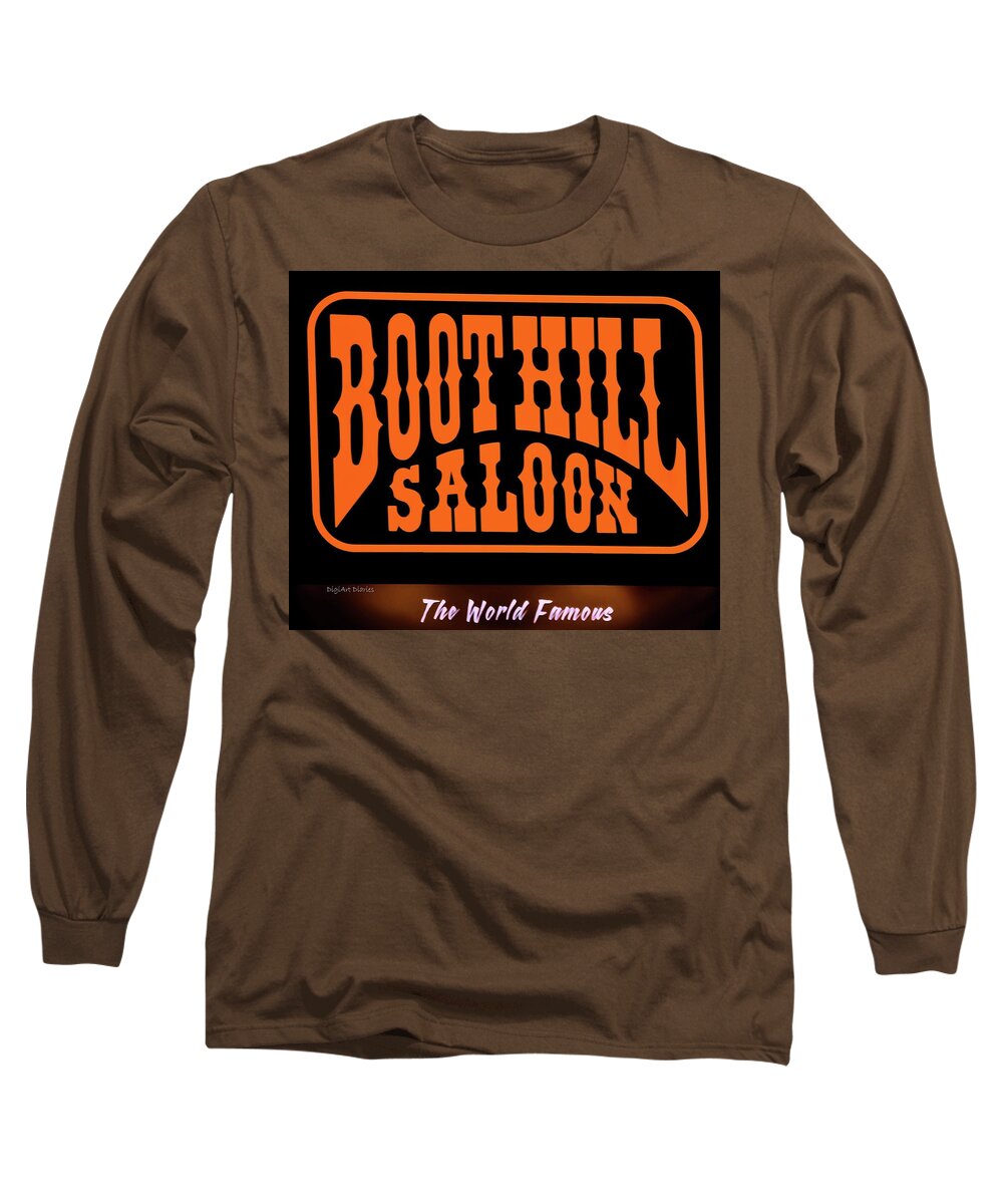 Boot Hill Long Sleeve T-Shirt featuring the photograph Boot Hill Saloon Sign by DigiArt Diaries by Vicky B Fuller