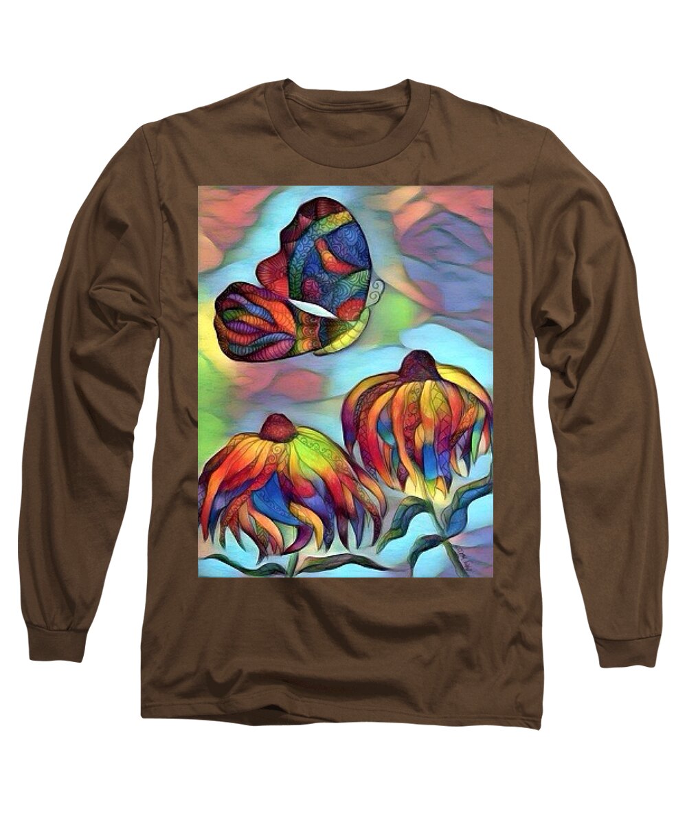 Butterflies Long Sleeve T-Shirt featuring the digital art Butterflies for children 1 by Megan Walsh