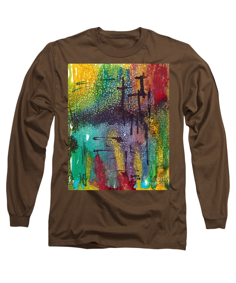 Cross Long Sleeve T-Shirt featuring the painting Calvary by Susan Kubes