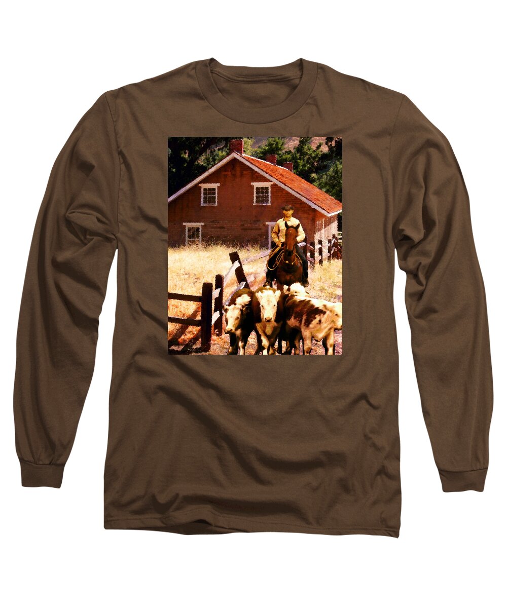 Composite Long Sleeve T-Shirt featuring the photograph Calves by Timothy Bulone