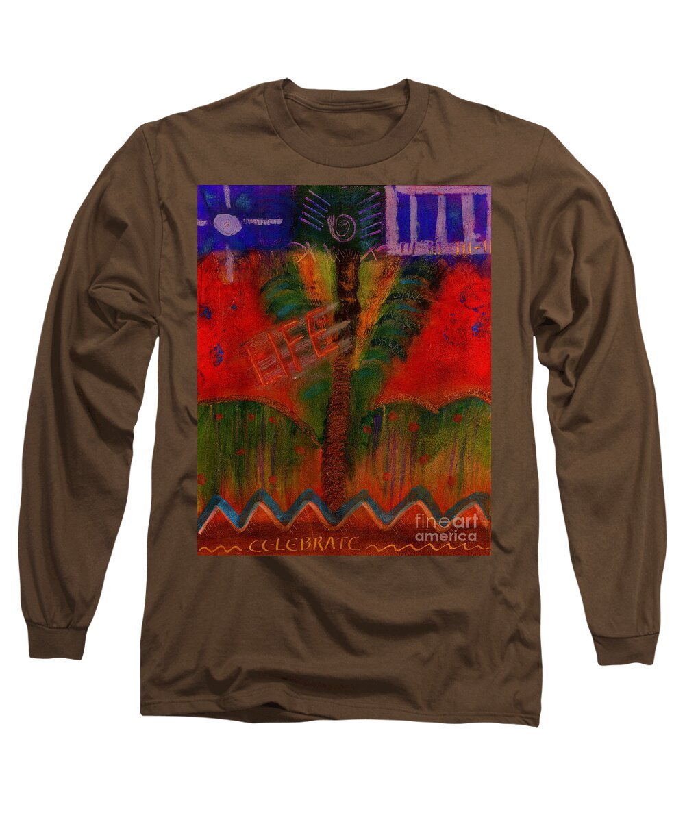 Abstract Long Sleeve T-Shirt featuring the painting Celebrate Life by Angela L Walker