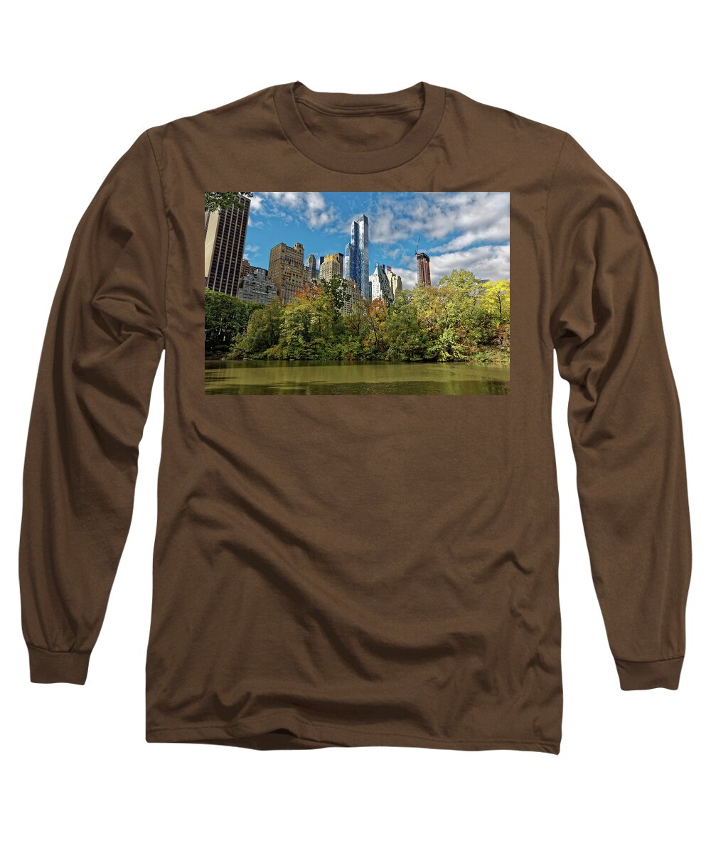 Central Park Long Sleeve T-Shirt featuring the photograph Central Park Pond by Doolittle Photography and Art