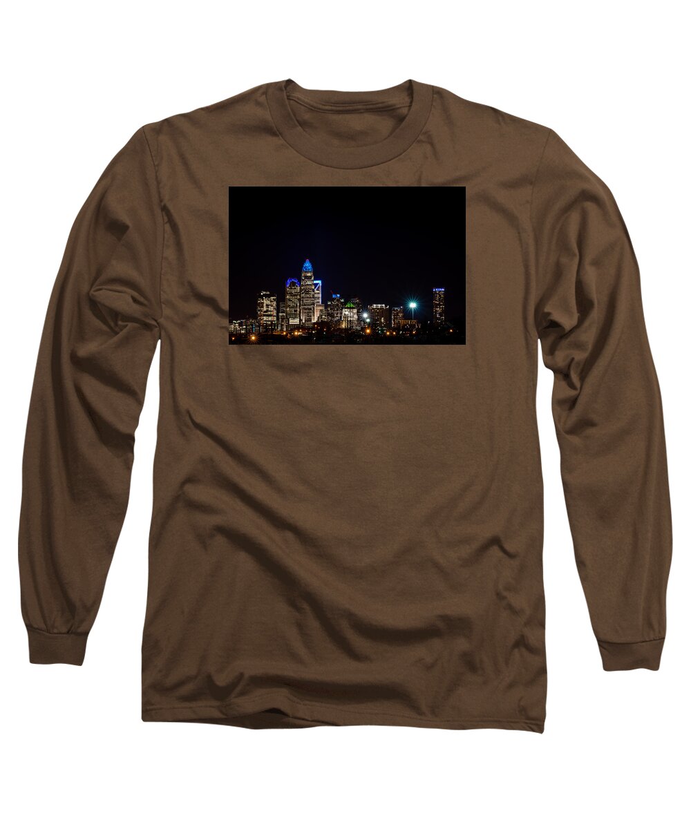  Blue Long Sleeve T-Shirt featuring the photograph Colorful Charlotte, North Carolina Skyline by Serge Skiba