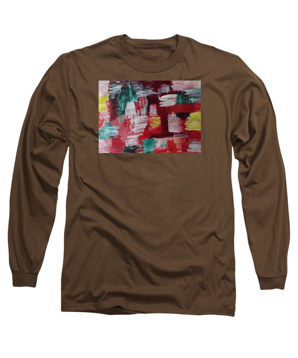 Colours Long Sleeve T-Shirt featuring the painting Colours in Abstract by Sam Shaker