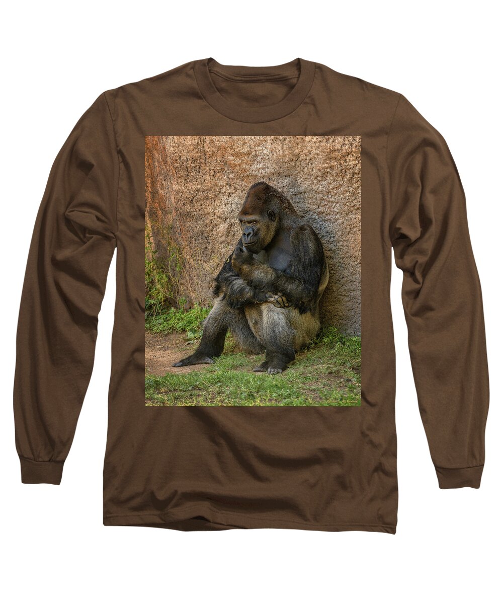 Gorilla Long Sleeve T-Shirt featuring the photograph Contemplation by Michael McKenney