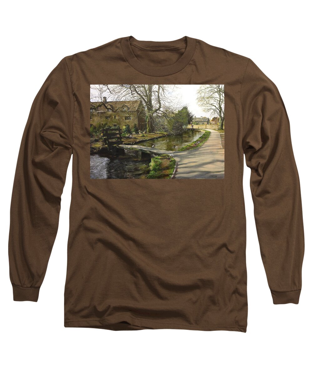 Cotswolds Long Sleeve T-Shirt featuring the painting Cotswolds scene. by Harry Robertson