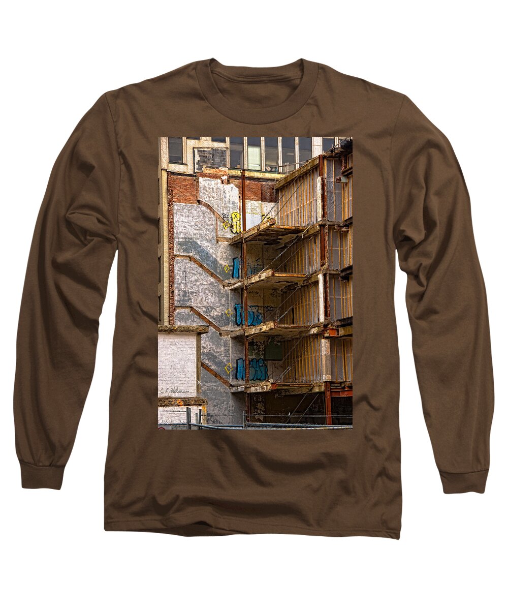 Building Long Sleeve T-Shirt featuring the photograph De-Construction by Christopher Holmes