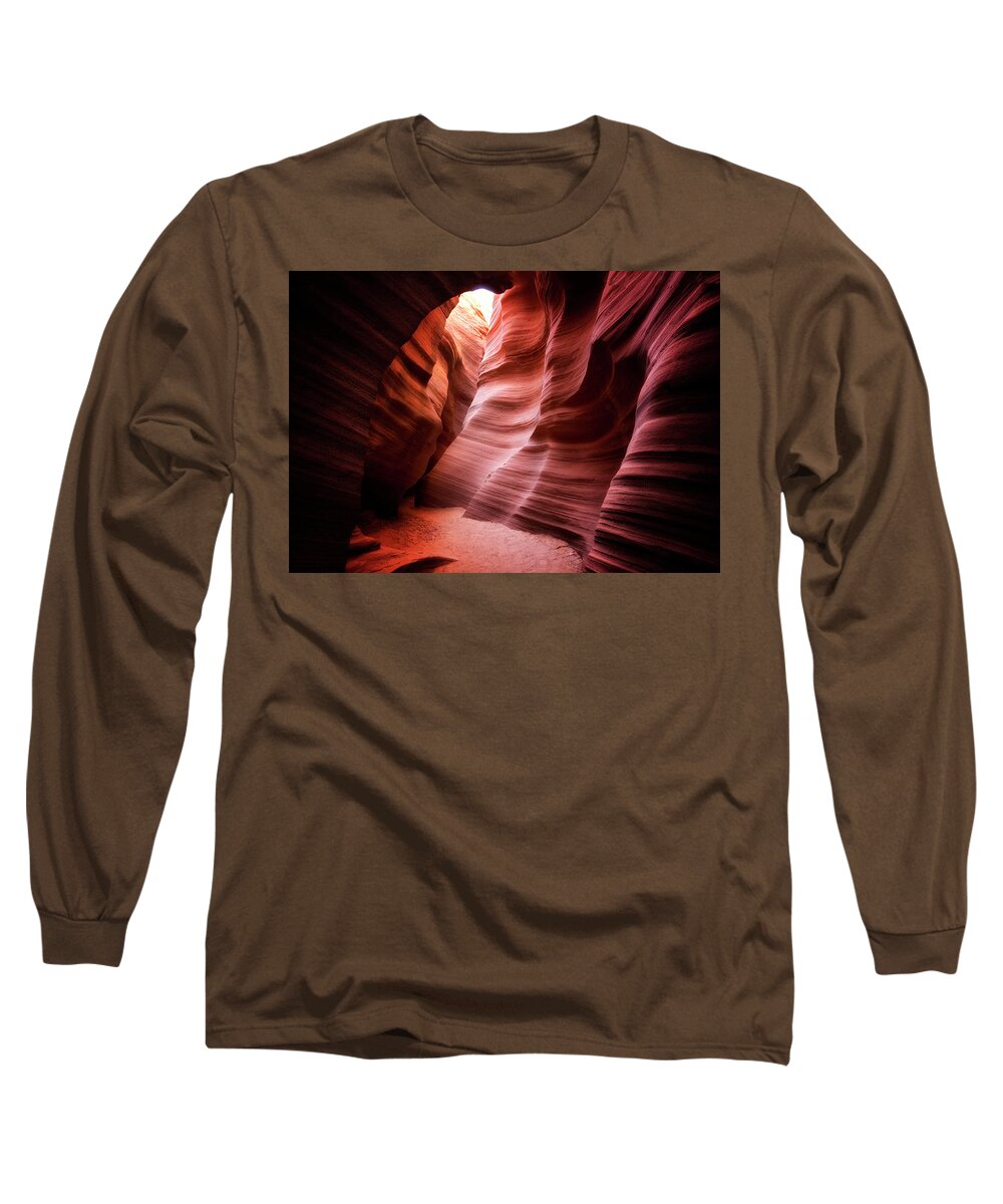 Antelope Canyon Long Sleeve T-Shirt featuring the photograph Desert Southwest Underworld by Nicki Frates
