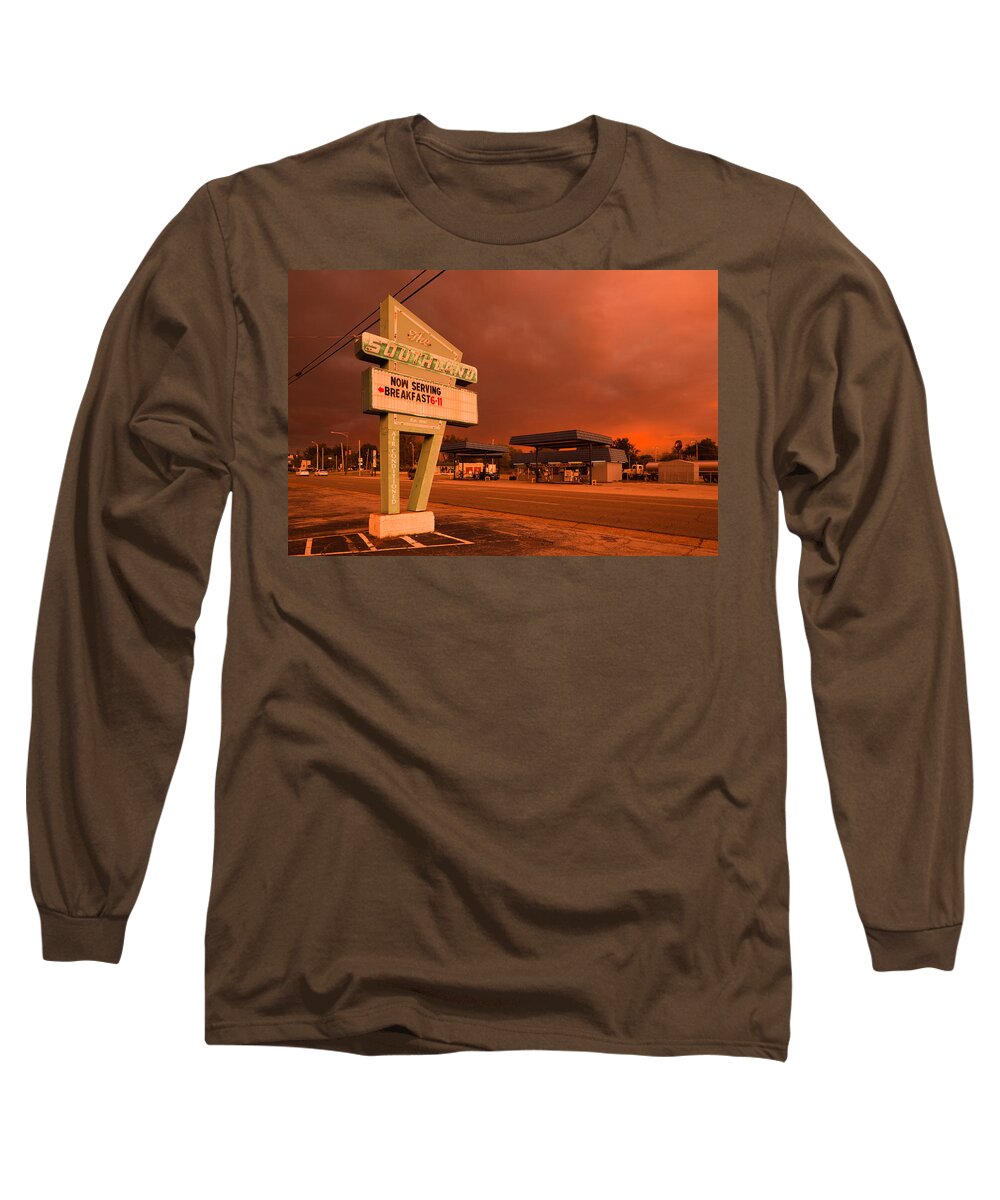 Photography Long Sleeve T-Shirt featuring the photograph Dinner Sign At The Roadside, The by Panoramic Images