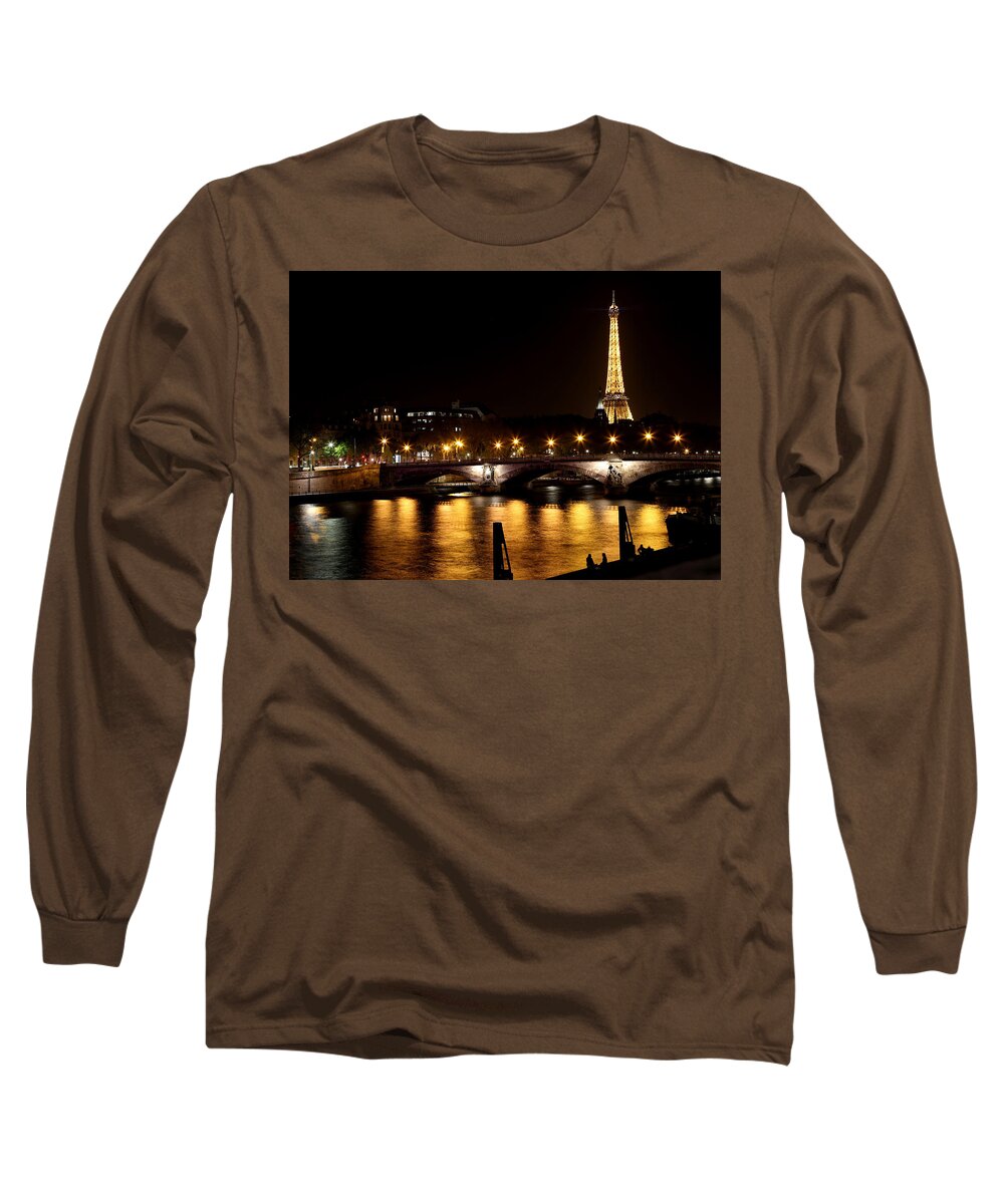 Eiffel Tower Long Sleeve T-Shirt featuring the photograph Eiffel Tower At Night 1 by Andrew Fare