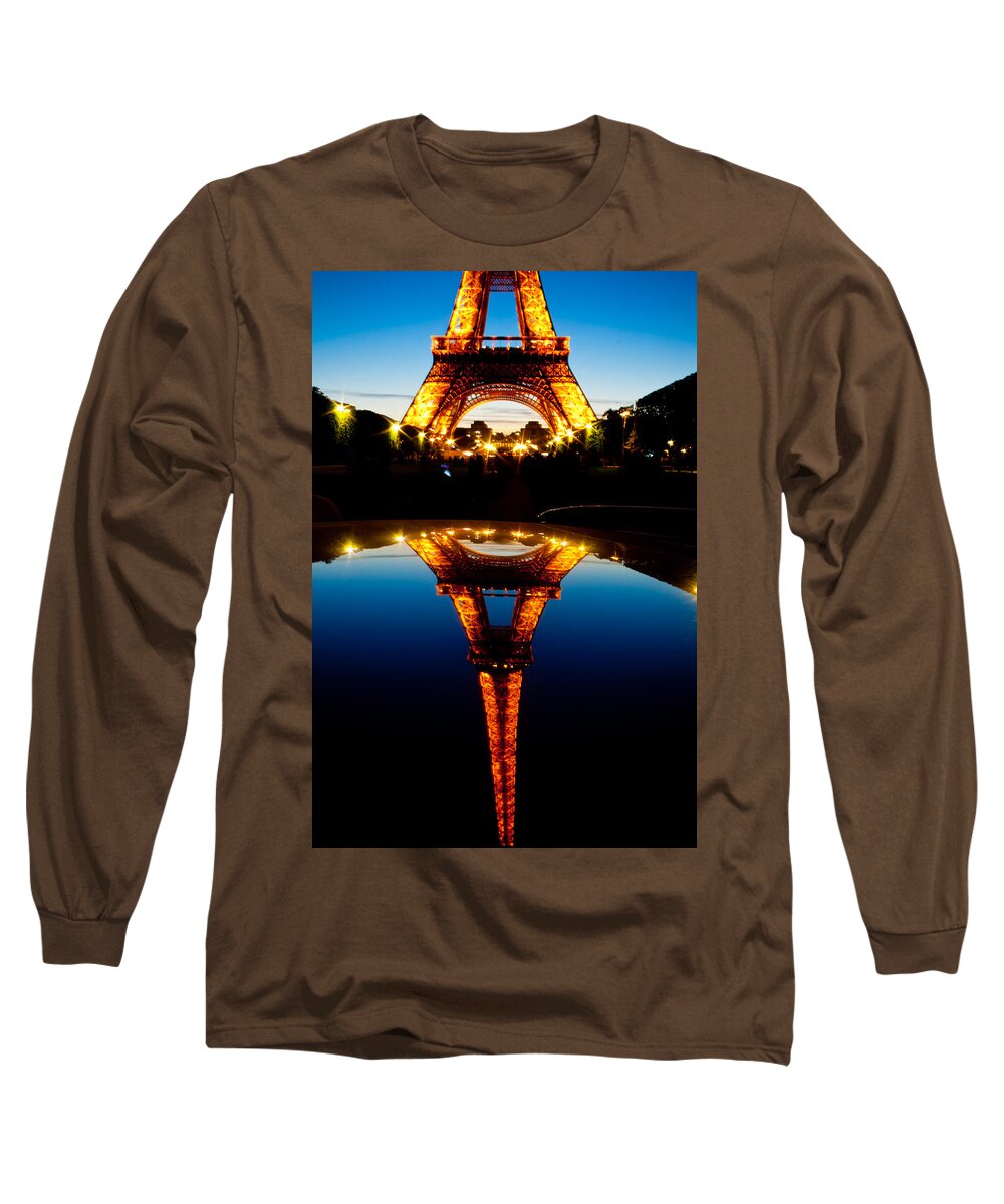 Eiffel Tower Long Sleeve T-Shirt featuring the photograph Eiffel Tower Reflection by Anthony Doudt