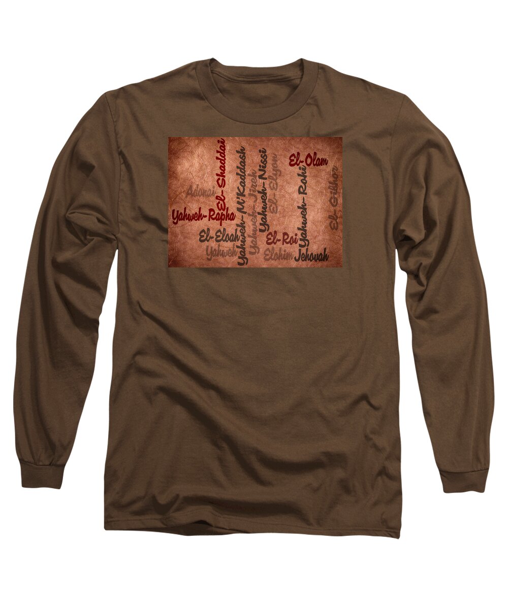 Names Long Sleeve T-Shirt featuring the digital art El-Olam by Angelina Tamez