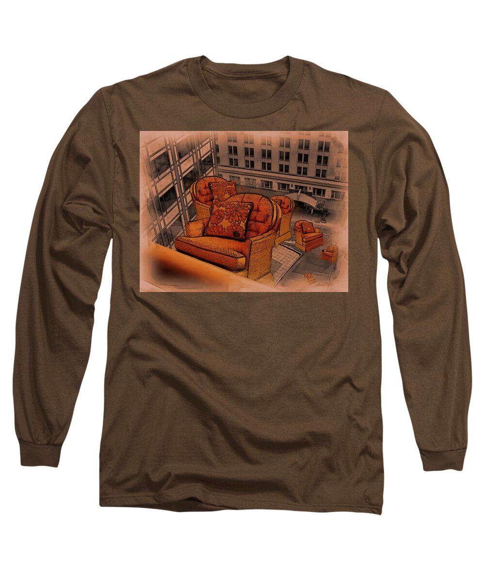 Humor Long Sleeve T-Shirt featuring the digital art Elevator Down by Tristan Armstrong
