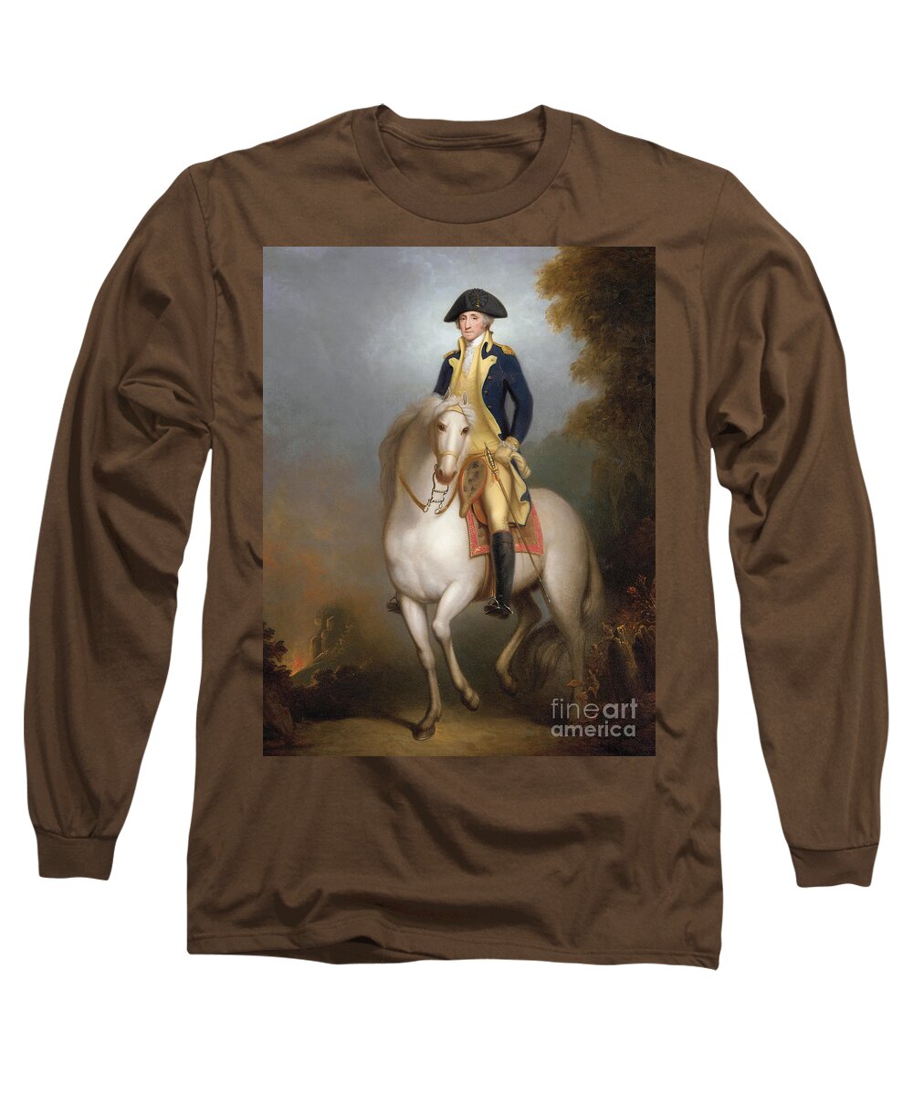 Equestrian Portrait Of George Washington Long Sleeve T-Shirt featuring the painting Equestrian portrait of George Washington by Rembrandt Peale