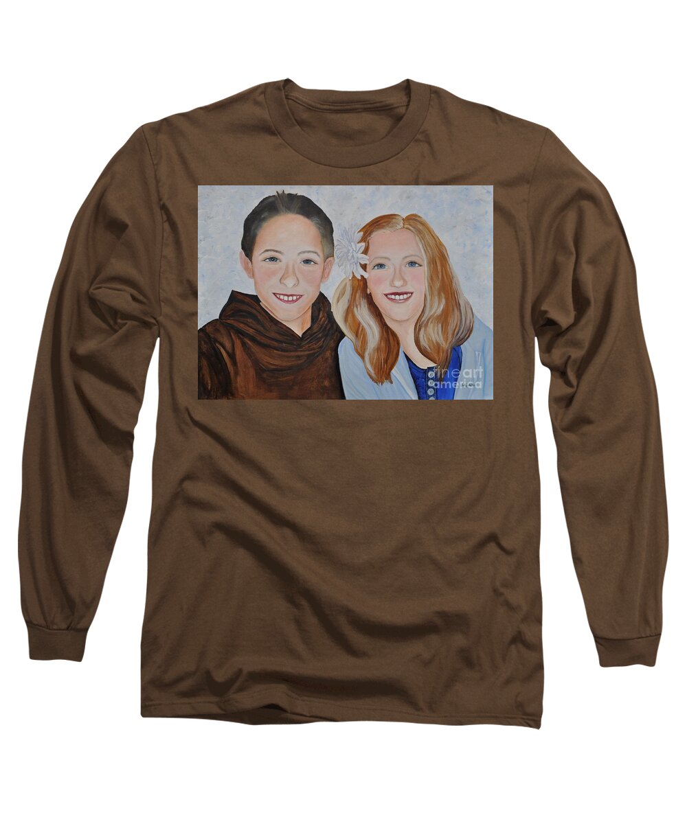  Eric And Ella Long Sleeve T-Shirt featuring the painting Eric and Ella by Sally Tiska Rice