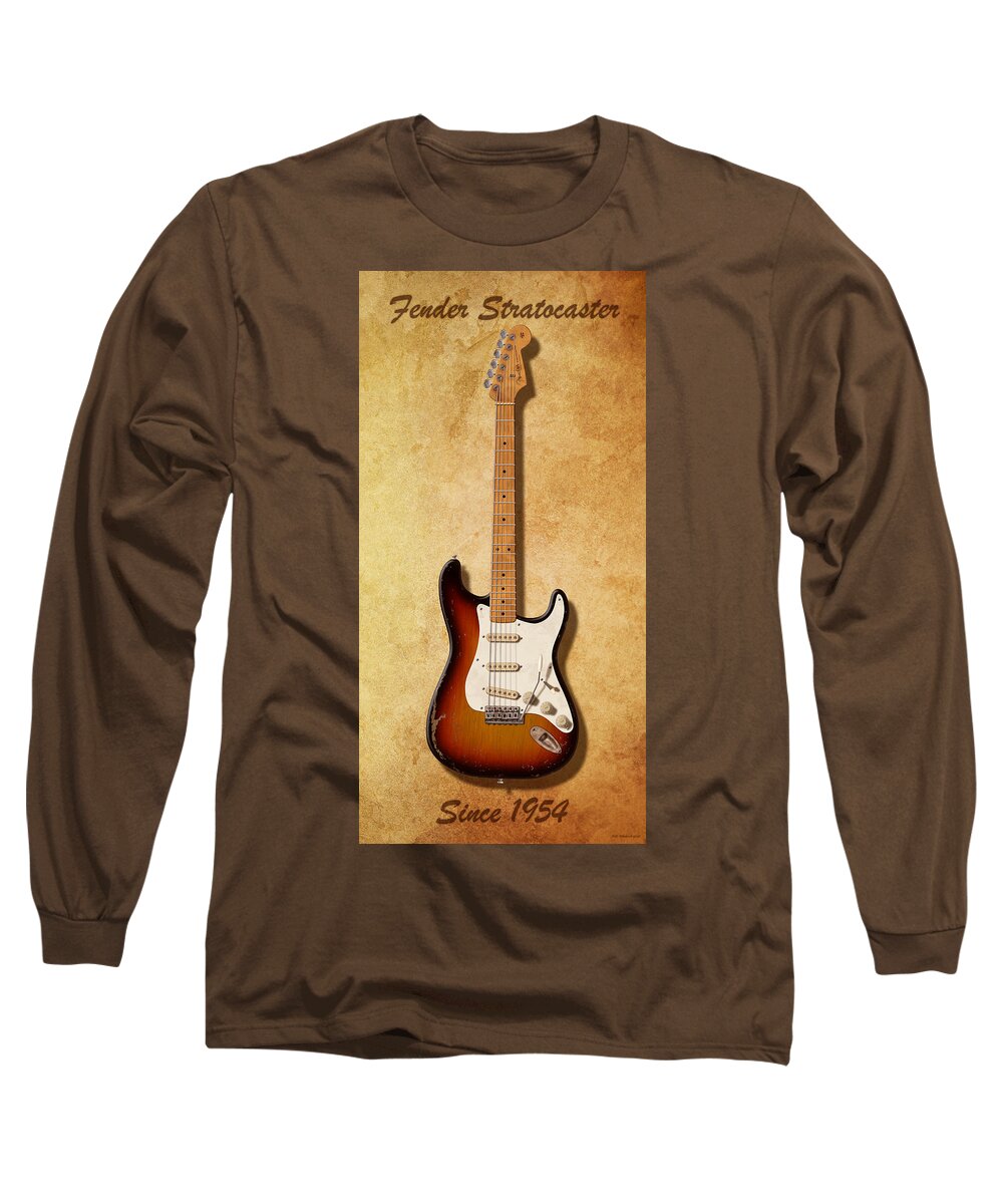 Stratocaster Long Sleeve T-Shirt featuring the digital art Fender Stratocaster Since 1954 by WB Johnston