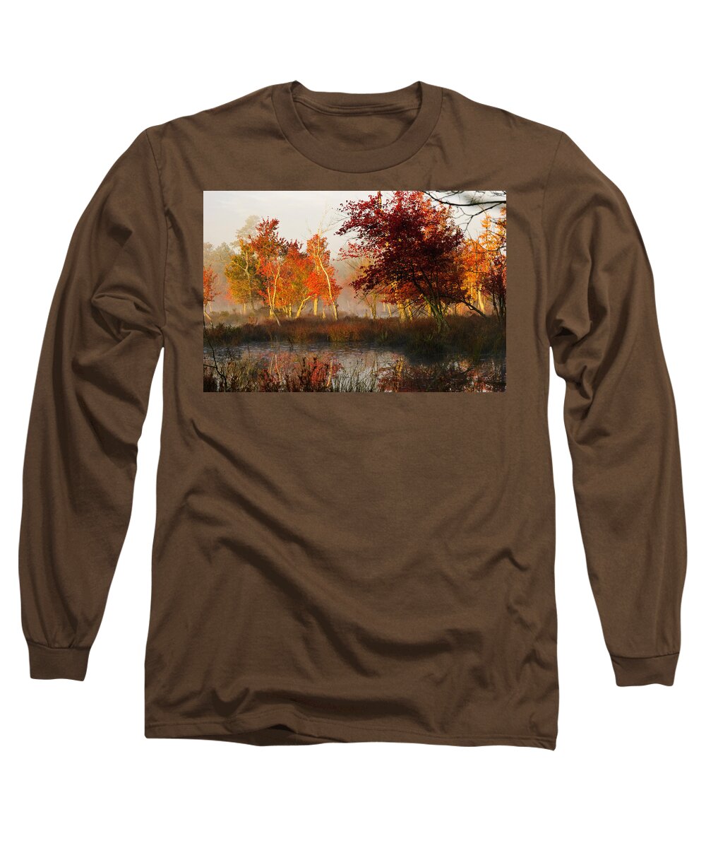 Landscape Long Sleeve T-Shirt featuring the photograph First Light at The Pine Barrens by Louis Dallara