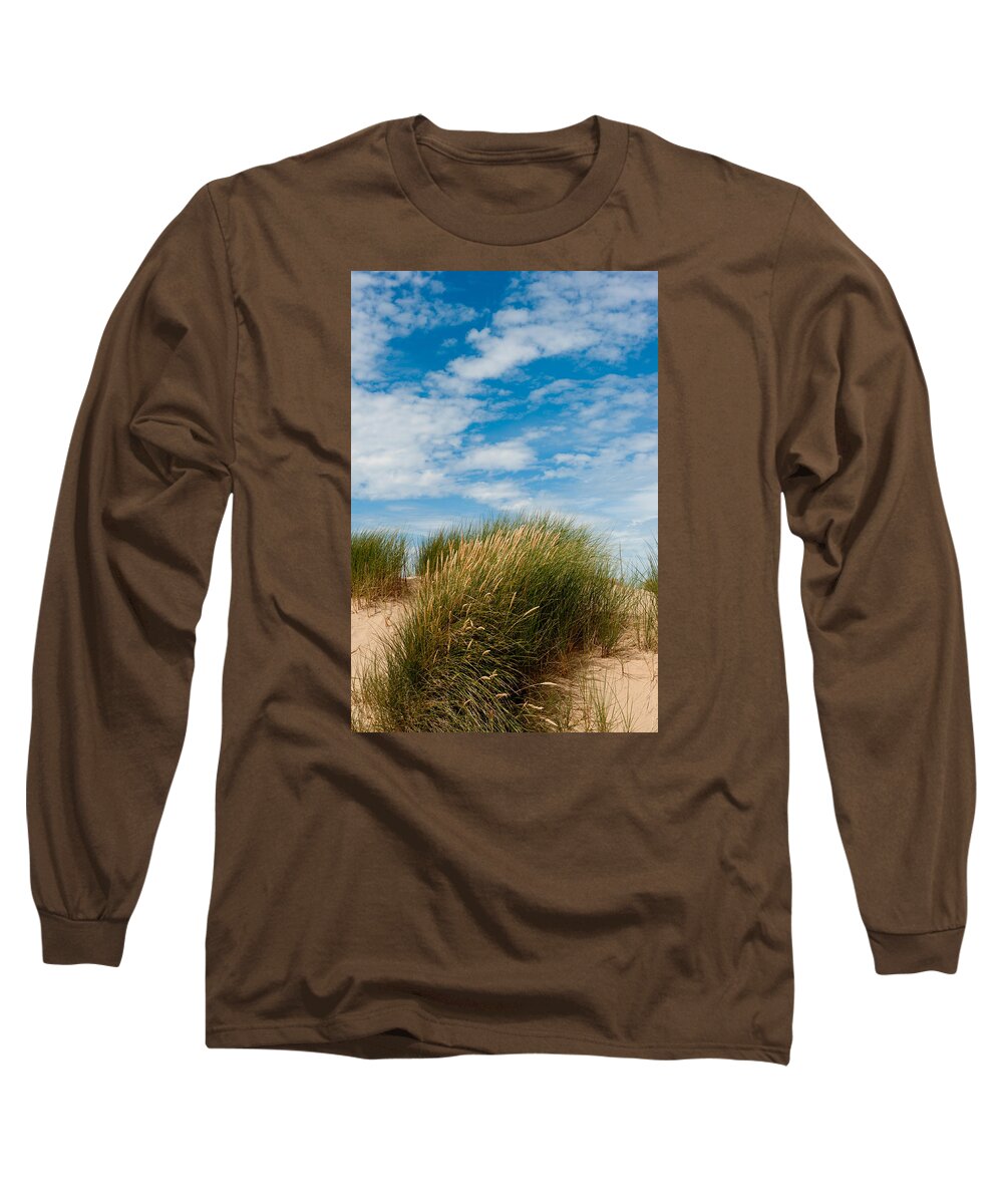 Beach Long Sleeve T-Shirt featuring the photograph Formby Sand Dunes and Sky by Helen Jackson