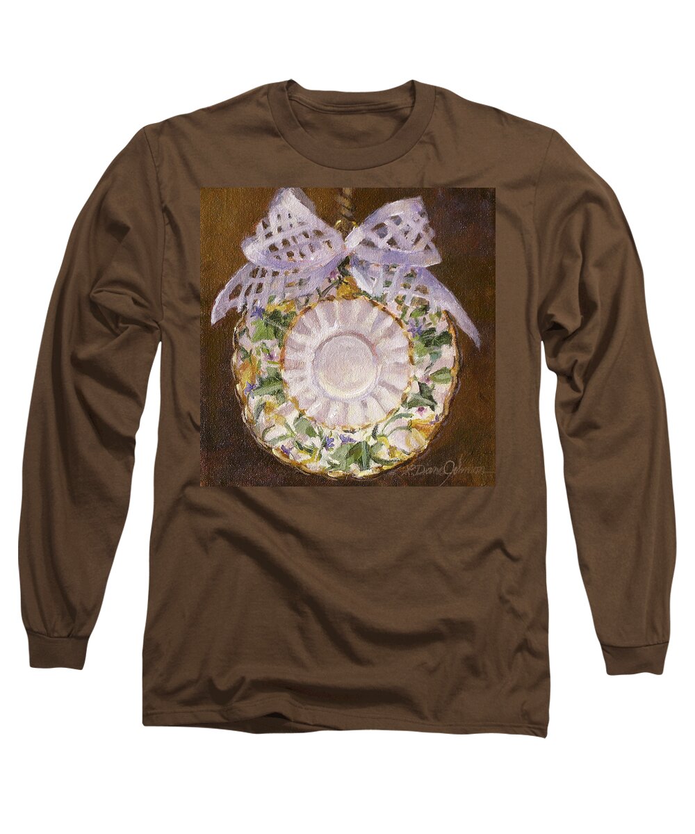 Charming English Saucer Long Sleeve T-Shirt featuring the painting From the Queens Table by L Diane Johnson