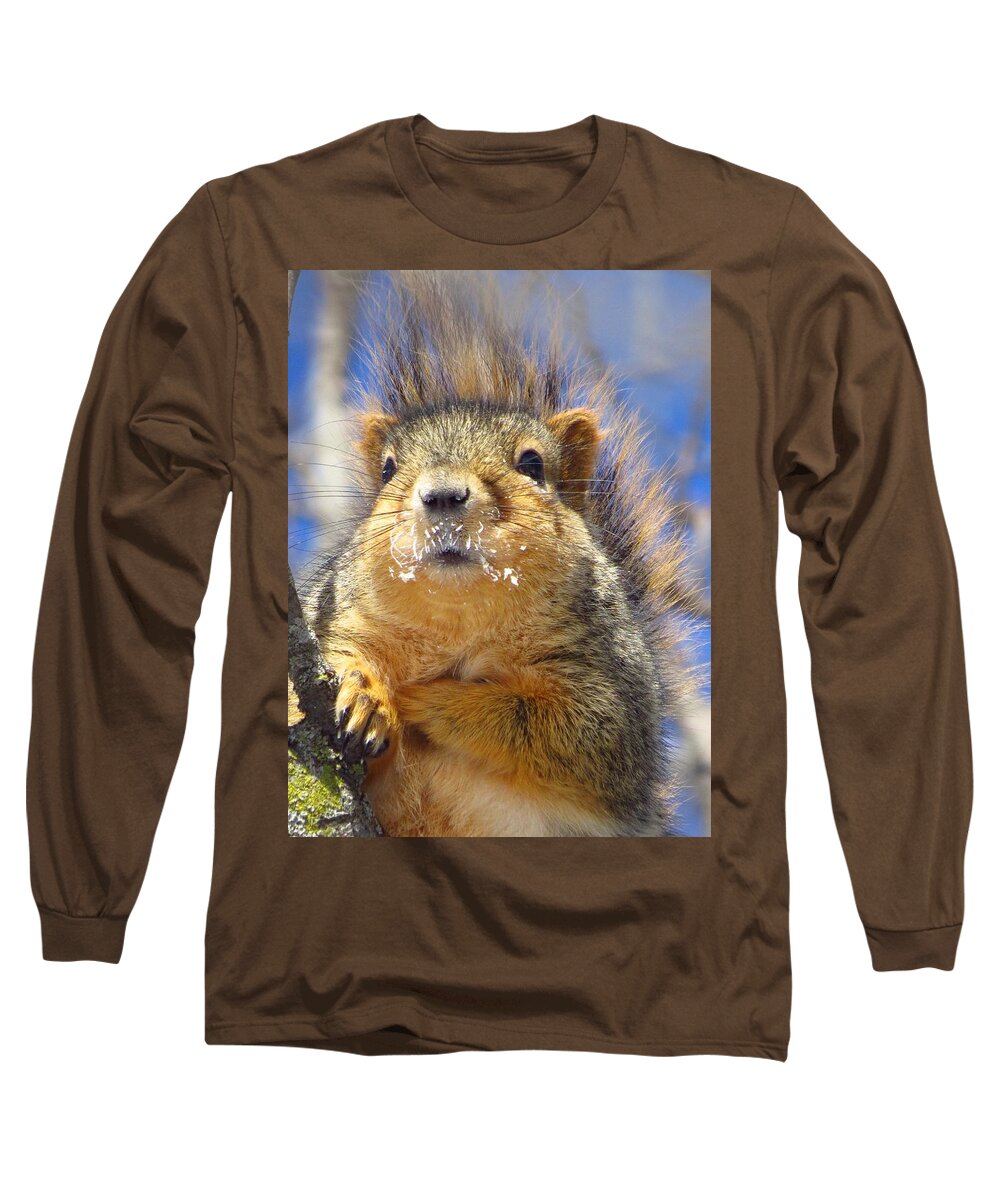 Squirrels Long Sleeve T-Shirt featuring the photograph Frosted Mustache by Lori Frisch