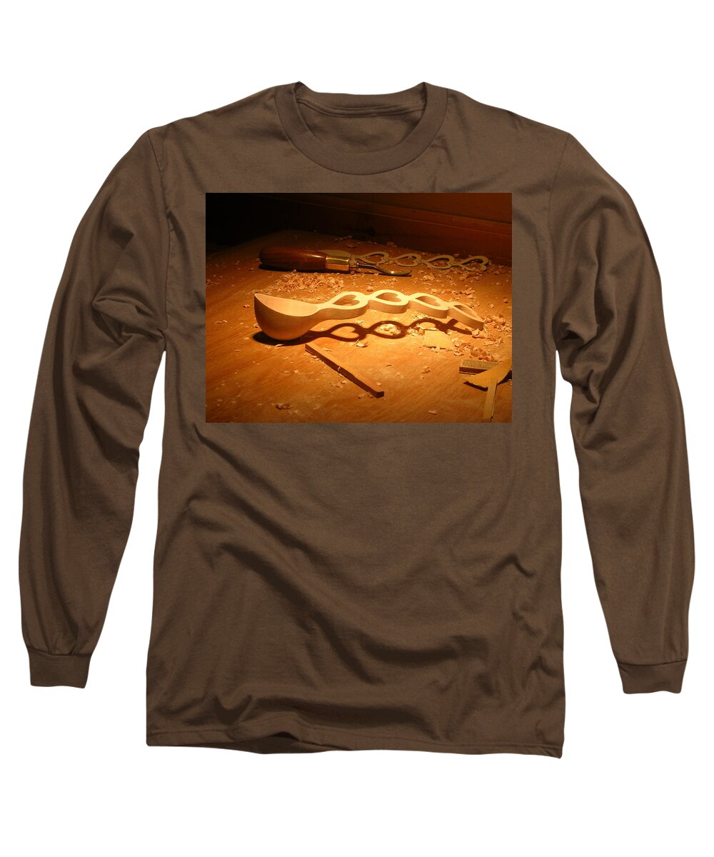 Welsh Love Spoon Long Sleeve T-Shirt featuring the sculpture Getting There by Jack Harries