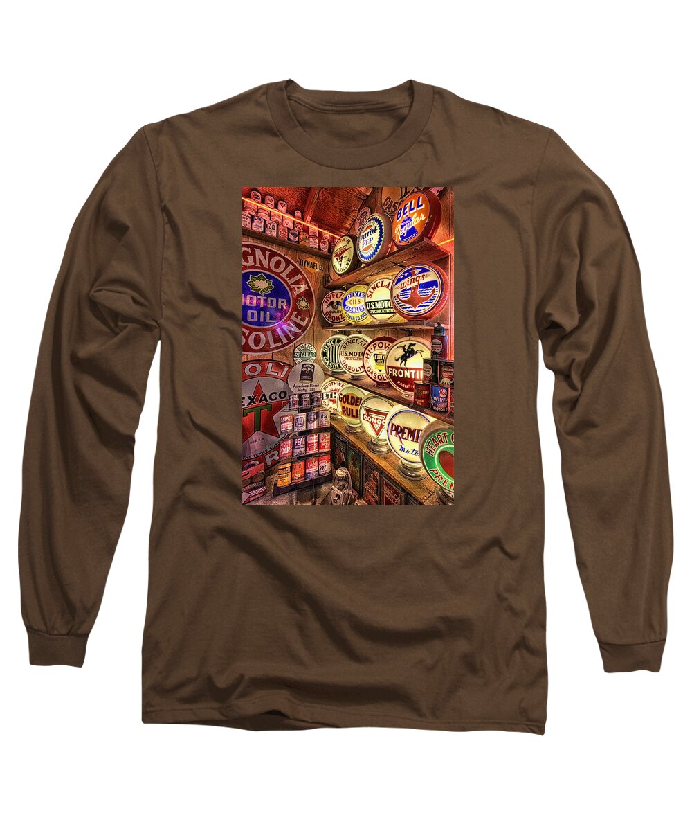 Gas Pump Globes Long Sleeve T-Shirt featuring the photograph Globes of the Past by Daniel George