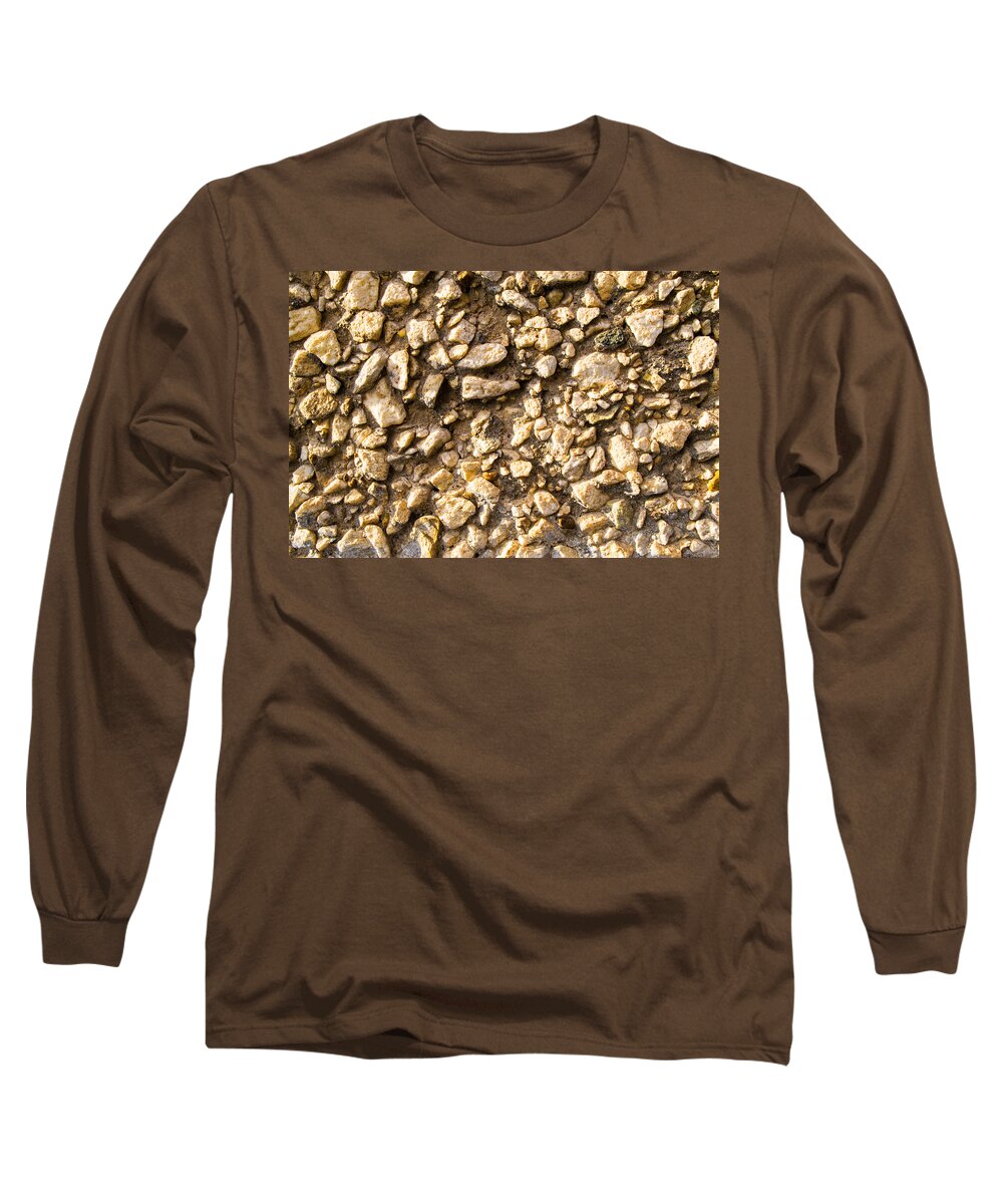 Stone Gravel Long Sleeve T-Shirt featuring the photograph Gravel stones on a wall by John Williams
