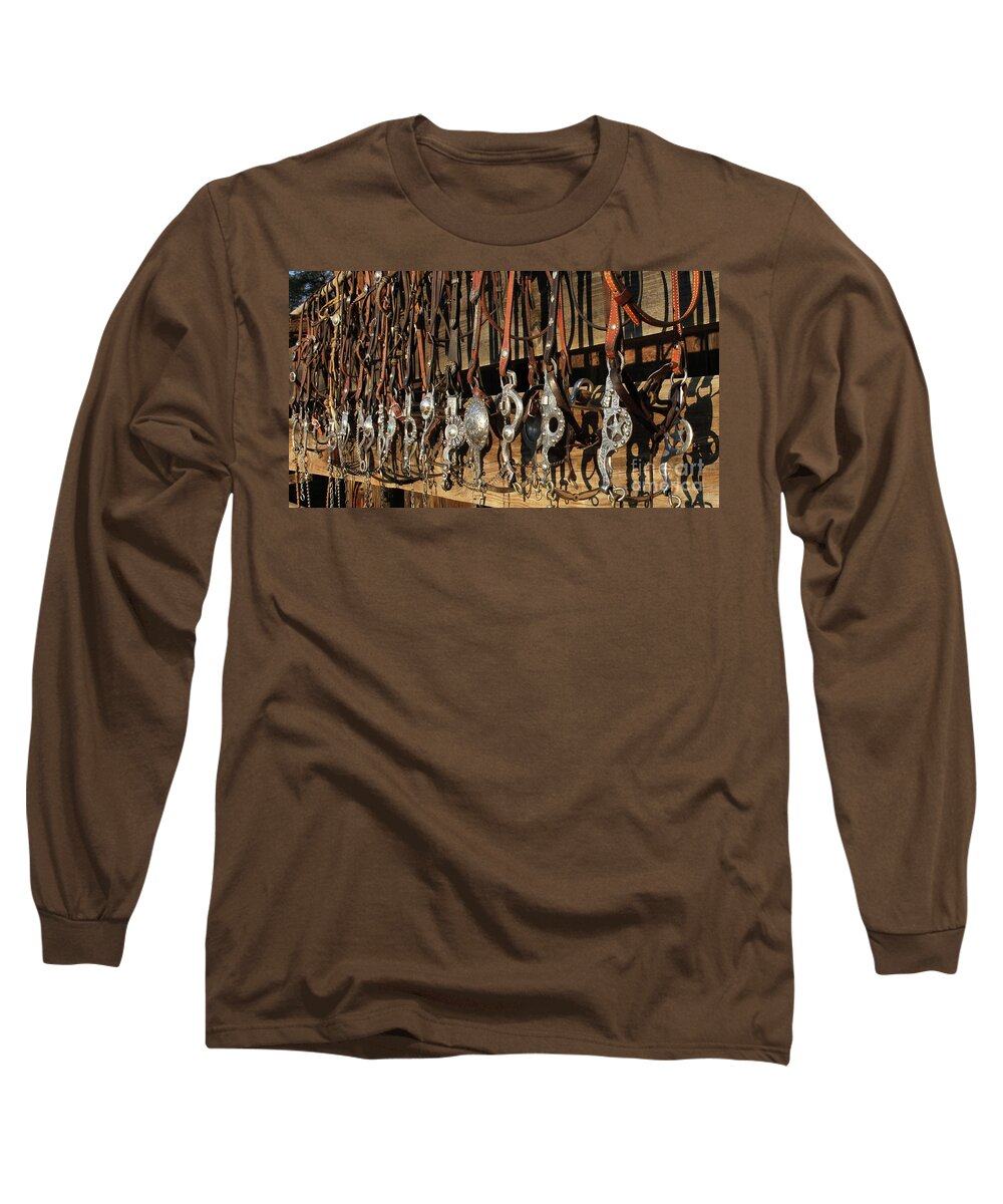 Cowboy Gear Long Sleeve T-Shirt featuring the photograph Hanging Bits by Diane Bohna
