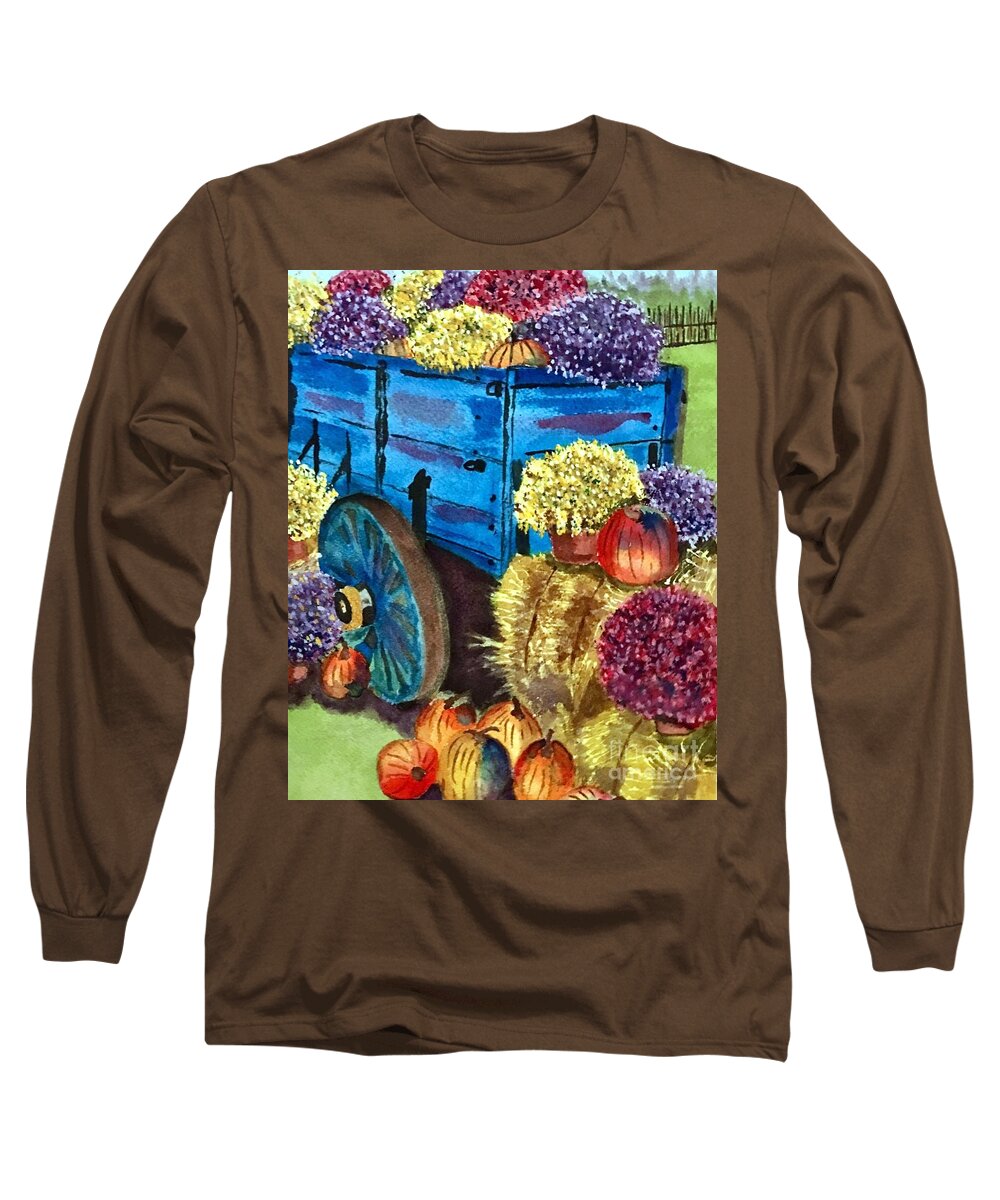Greeting Card Long Sleeve T-Shirt featuring the painting Happy Fall Harvest by Sue Carmony