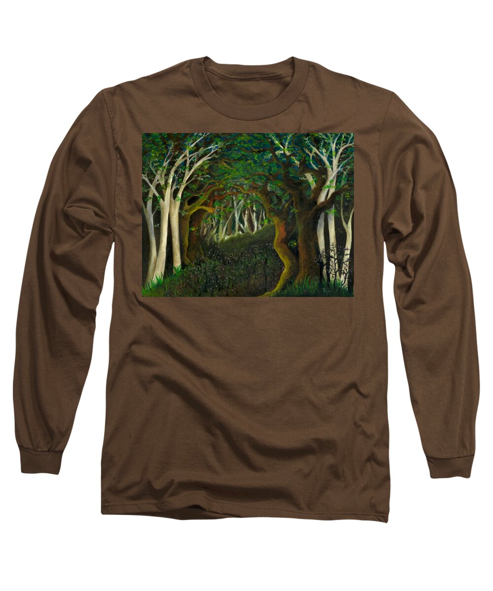 Birch Long Sleeve T-Shirt featuring the painting Hobbit Woods by FT McKinstry