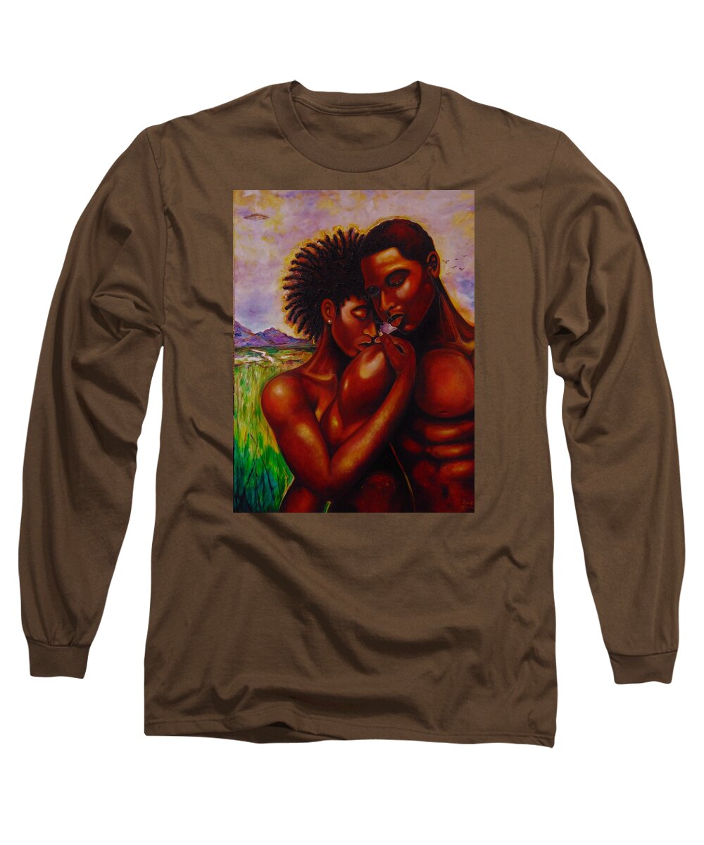 Landscape Black Long Sleeve T-Shirt featuring the painting Adam And Eve by Emery Franklin