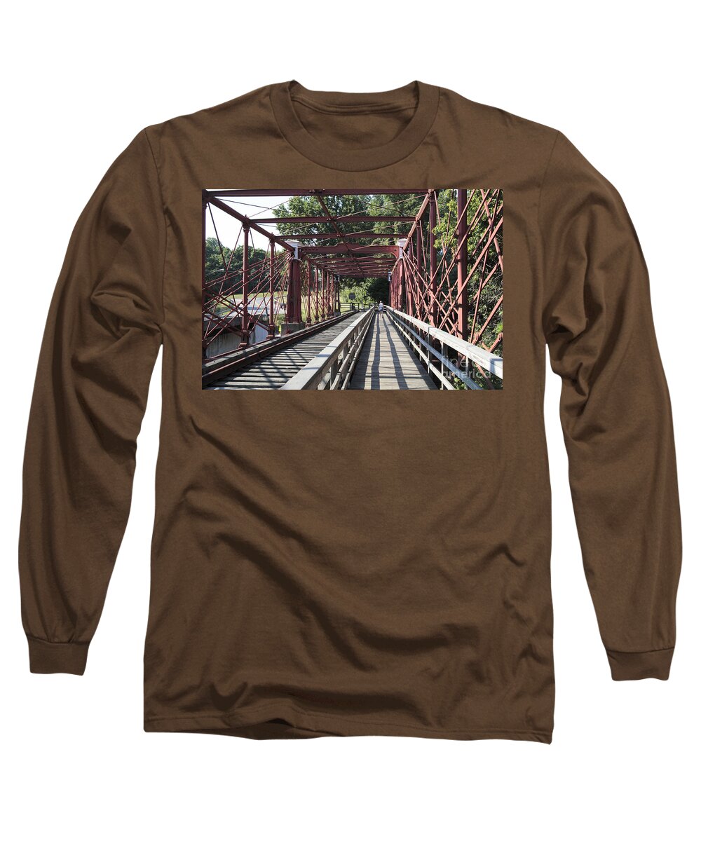 Bridge Long Sleeve T-Shirt featuring the photograph Inside the Bollman Truss Bridge at Savage Maryland by William Kuta