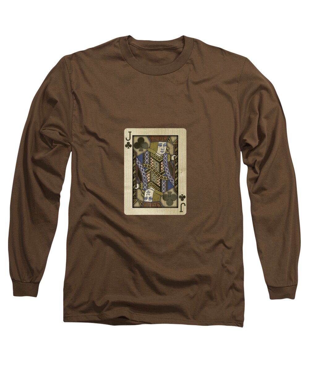 Boards Long Sleeve T-Shirt featuring the photograph Jack of Clubs in Wood by YoPedro