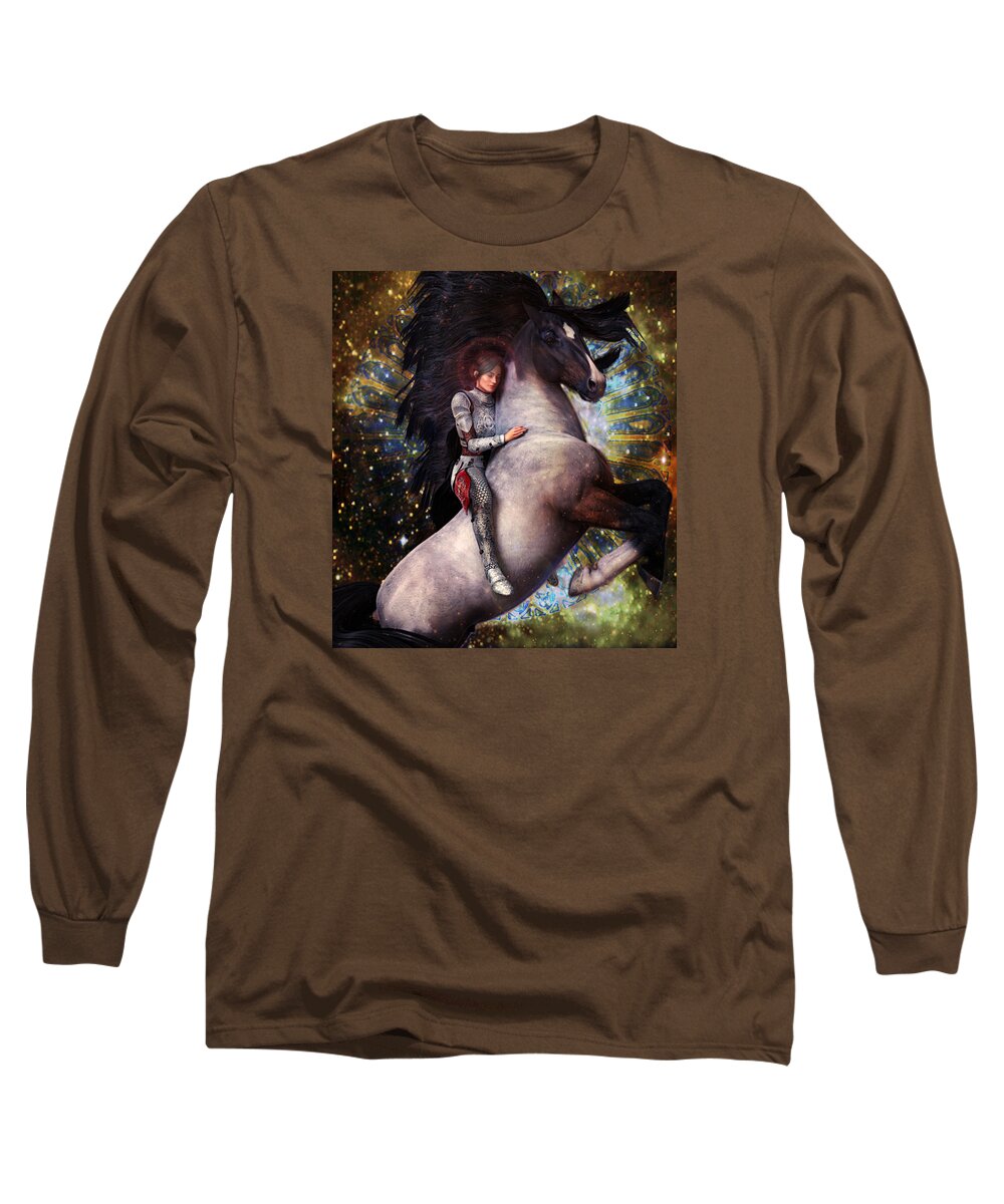 Joan Of Arc Long Sleeve T-Shirt featuring the painting Joan Of Arc 2 by Suzanne Silvir
