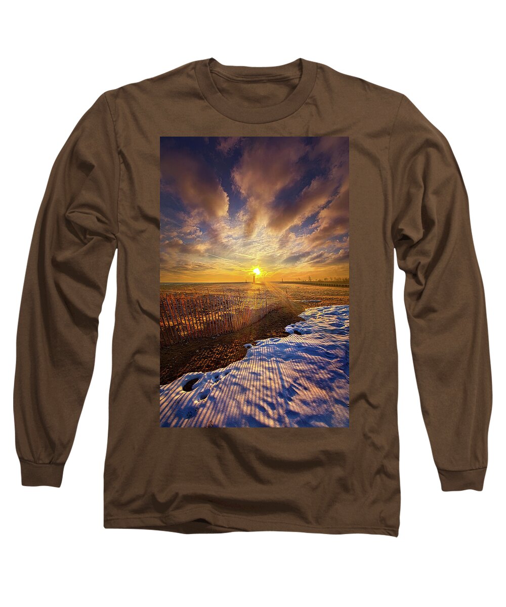 Clouds Long Sleeve T-Shirt featuring the photograph Just A Bit More To Go by Phil Koch